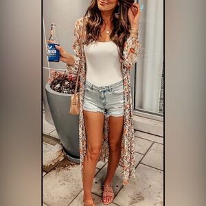 Wild Fable Floral Sheer Kimono - Multicolor